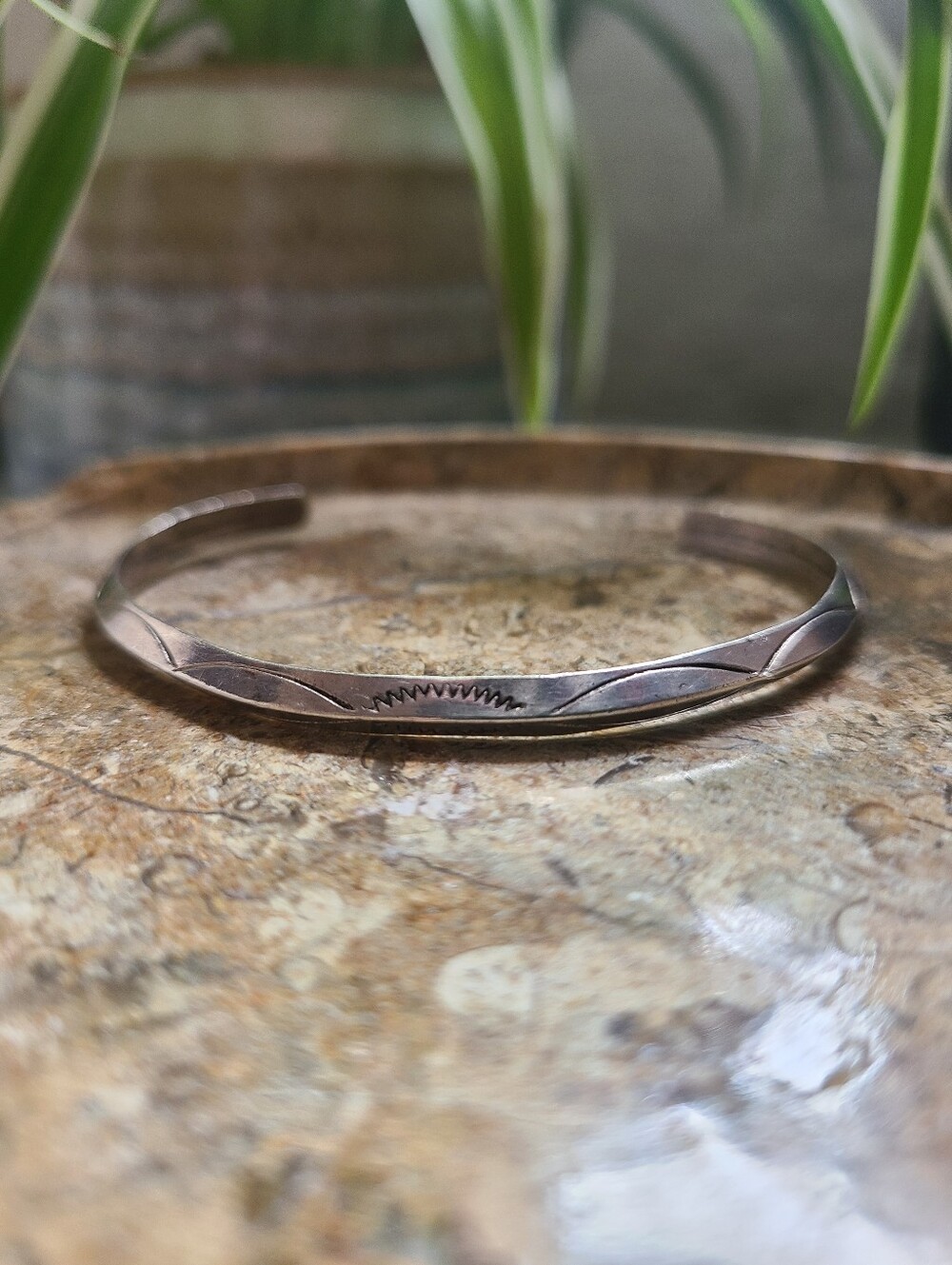 Sterling Silver 925 Hand Stamped Navajo Cuff Bracelet